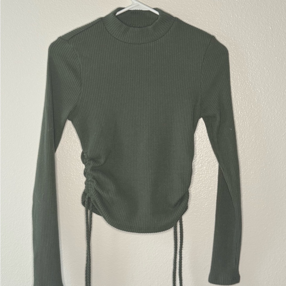 Olive Green Ribbed Two-Piece Set - Picture 4 of 6